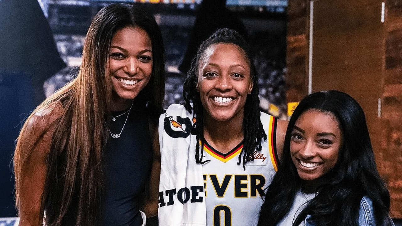 Simone Biles and Gabby Thomas Celebrate With Indiana Fever After WNBA Showdown