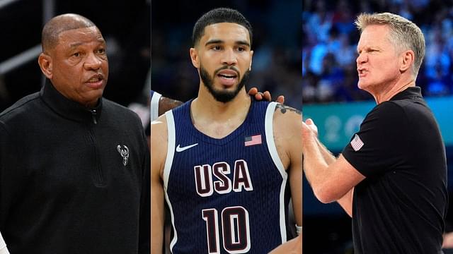 Doc Rivers, Jayson Tatum and Steve Kerr