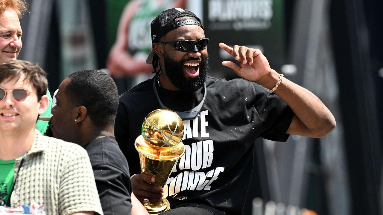 Jaylen Brown at the Celtics' championship parade