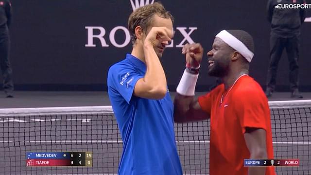 Frances Tiafoe, Daniil Medvedev Have Fun Moment With Epic Hand Gesture in Intense Laver Cup Match