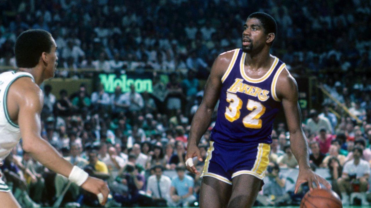 Dennis Johnson and Magic Johnson in the 1984 NBA Finals