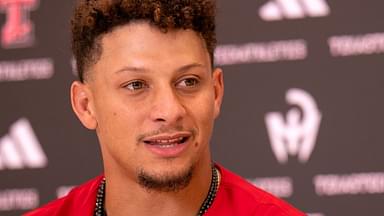 Kansas City Chiefs quarterback Patrick Mahomes attends a press conference.