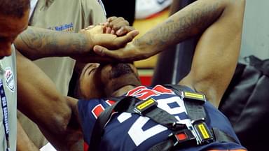 Paul George being stretchered off the court in 2014