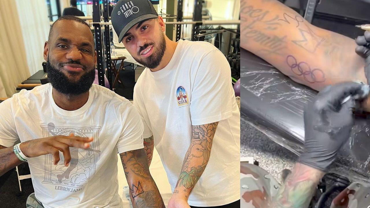 Lebron James Gets Brand New Olympic Rings Inked On Him Picks Artist Lebron James Gets Brand New Olympic Rings Inked On Him Picks Artist
