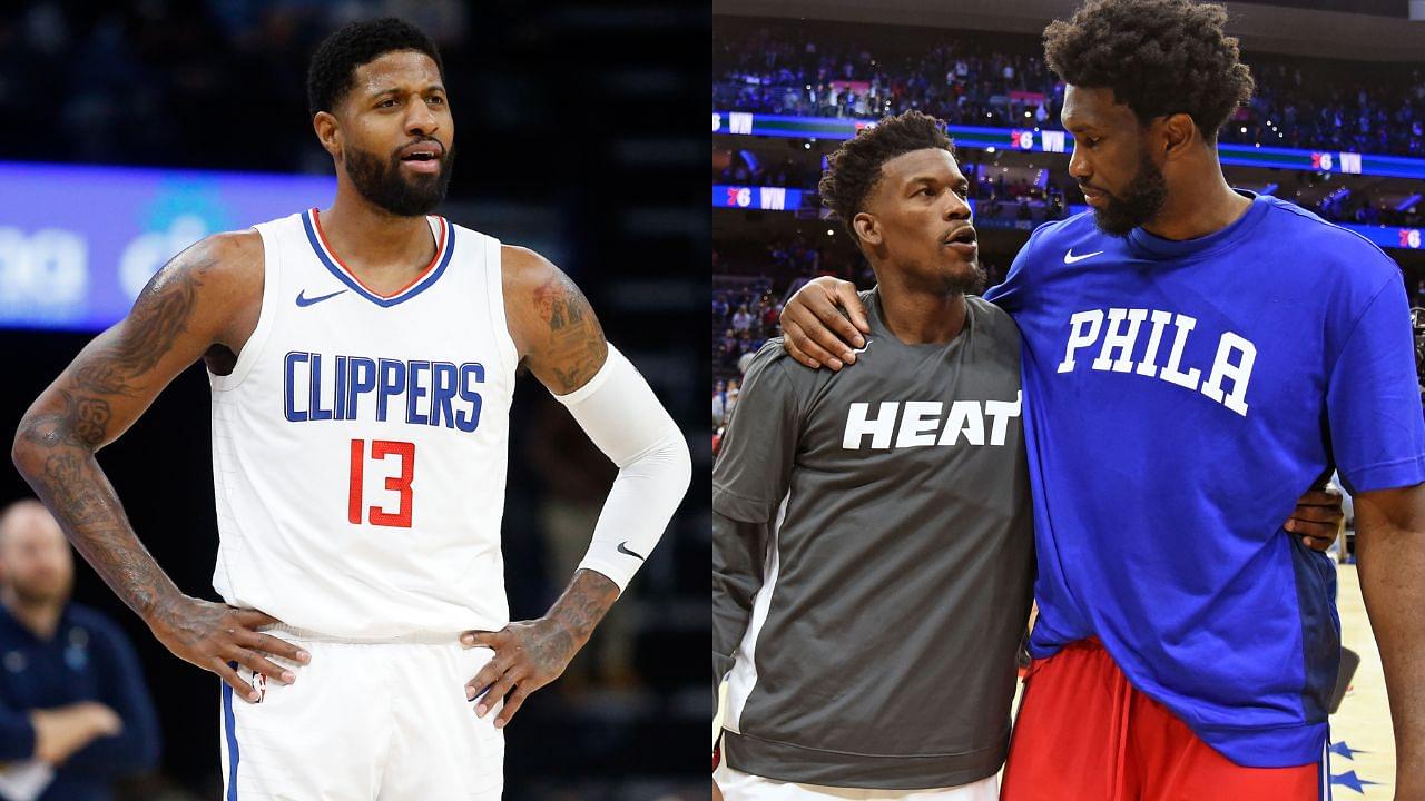 Paul George, Jimmy Butler and Joel Embiid