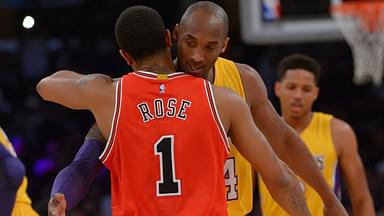 Derrick Rose and Kobe Bryant hug each other