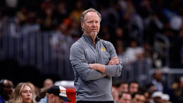 Phoenix Suns head coach Mike Budenholzer looks on in the second quarter against the Denver Nuggets at Ball Arena