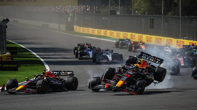 Start, 1 Max Verstappen (NLD, Oracle Red Bull Racing), 16 Charles Leclerc (MCO, Scuderia Ferrari), 11 Sergio Perez (MEX, Oracle Red Bull Racing), F1 Grand Prix of Mexico at Autodromo Hermanos Rodriguez