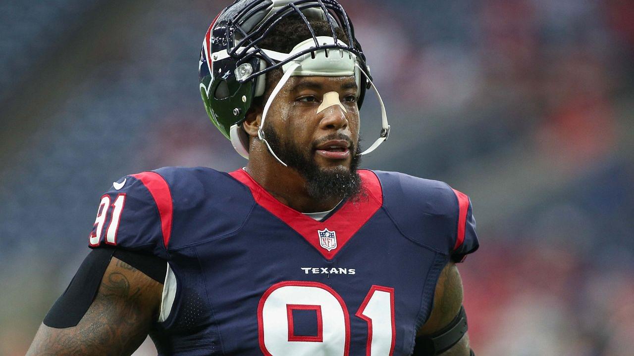 Houston Texans defensive tackle Devon Still (91) warms up before a game against the Arizona Cardinals at NRG Stadium.