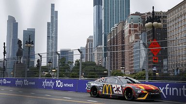 Jul 2, 2023; Chicago, Illinois, USA; NASCAR races along Grant Park during the Grant Park 220 of the Chicago Street Race at Chicago Street Race. Mandatory Credit: Mike Dinovo-Imagn Images