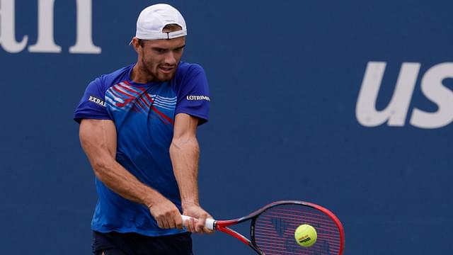 Tomas Machac plays a shot during the US Open 2024