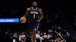 New Orleans Pelicans forward Zion Williamson (1) dribbles the basketball against the Miami Heat during the second quarter at Kaseya Center.