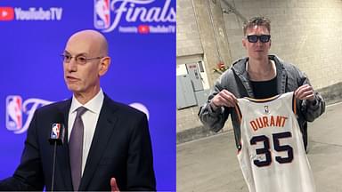 Adam Silver (L) and The Dalton Knecht photo posted by Parody Account(R)