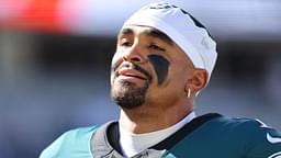 Philadelphia Eagles quarterback Jalen Hurts (1) warms up before the game against the Cincinnati Bengals at Paycor Stadium.