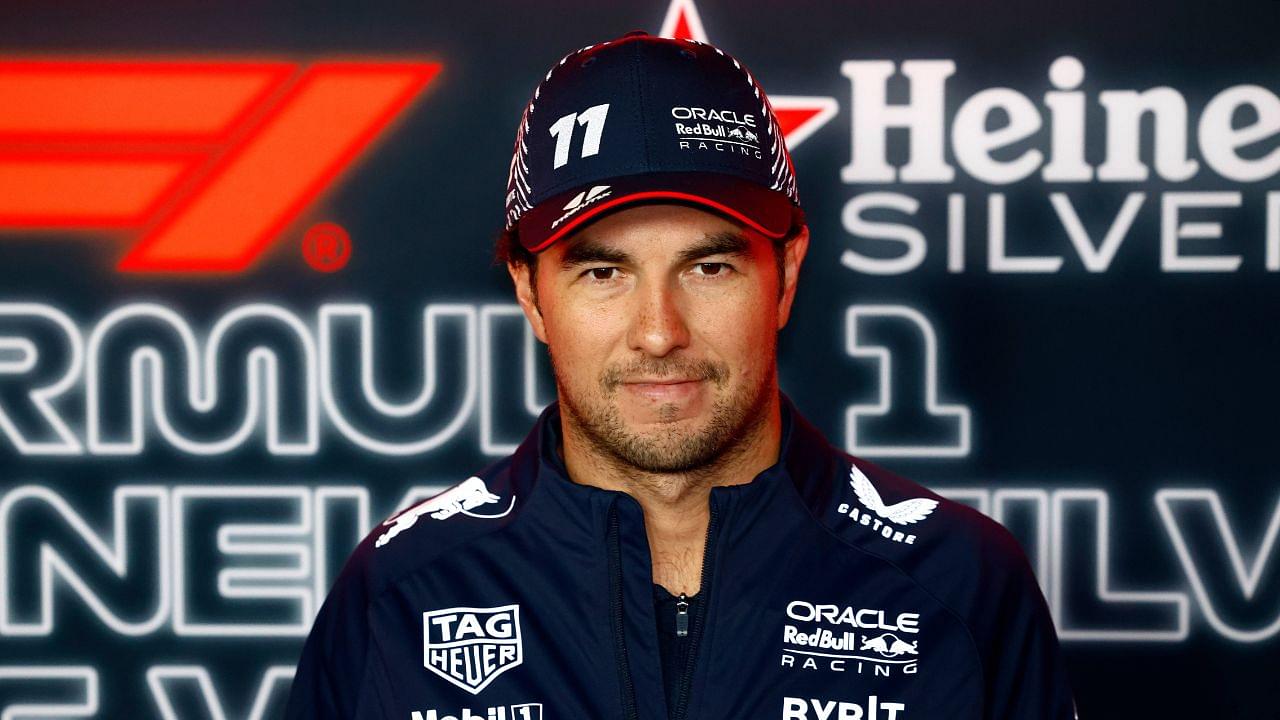 LAS VEGAS, NV - NOVEMBER 18: Red Bull Racing driver Sergio Perez (11) of Mexico poses for photos prior to the inaugural Formula 1 Heineken Silver Las Vegas Gran Prix