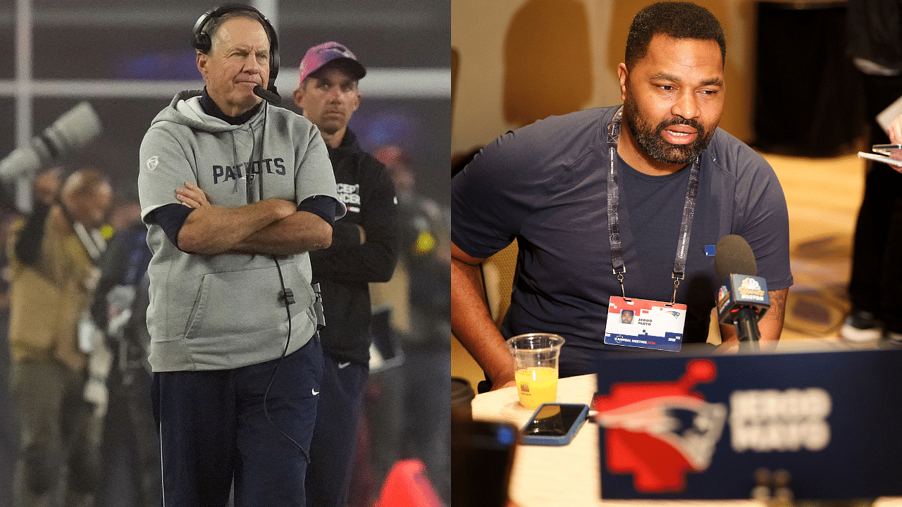 Bill Belichick (L) and Jarod Mayo (R)