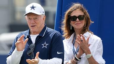 Dallas Cowboys owner Jerry Jones (left) and chief brand officer Charlotte Jones during training camp at the River Ridge Fields