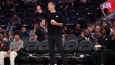 Los Angeles Lakers head coach JJ Redick directs his team during action against the Golden State Warriors in the third quarter at the Chase Center.