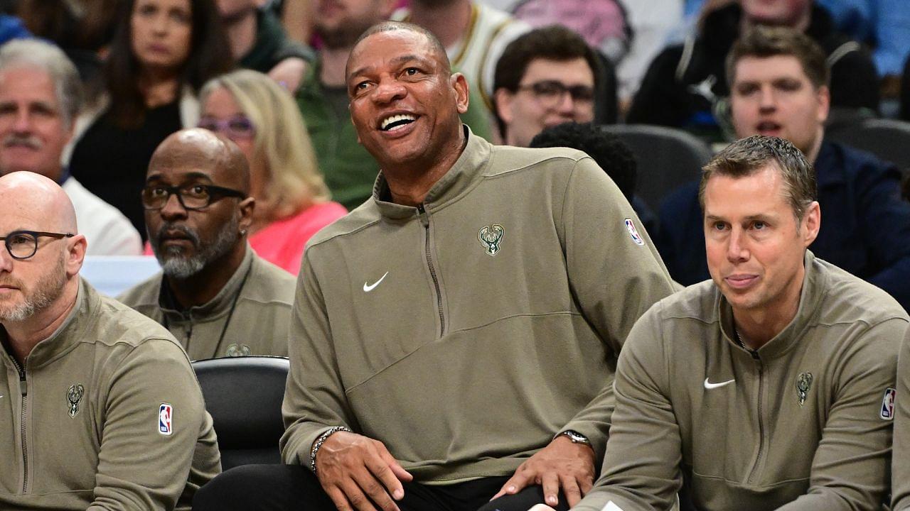 Milwaukee Bucks head coach Doc Rivers looks on in the third quarter against the Orlando Magic at Fiserv Forum.