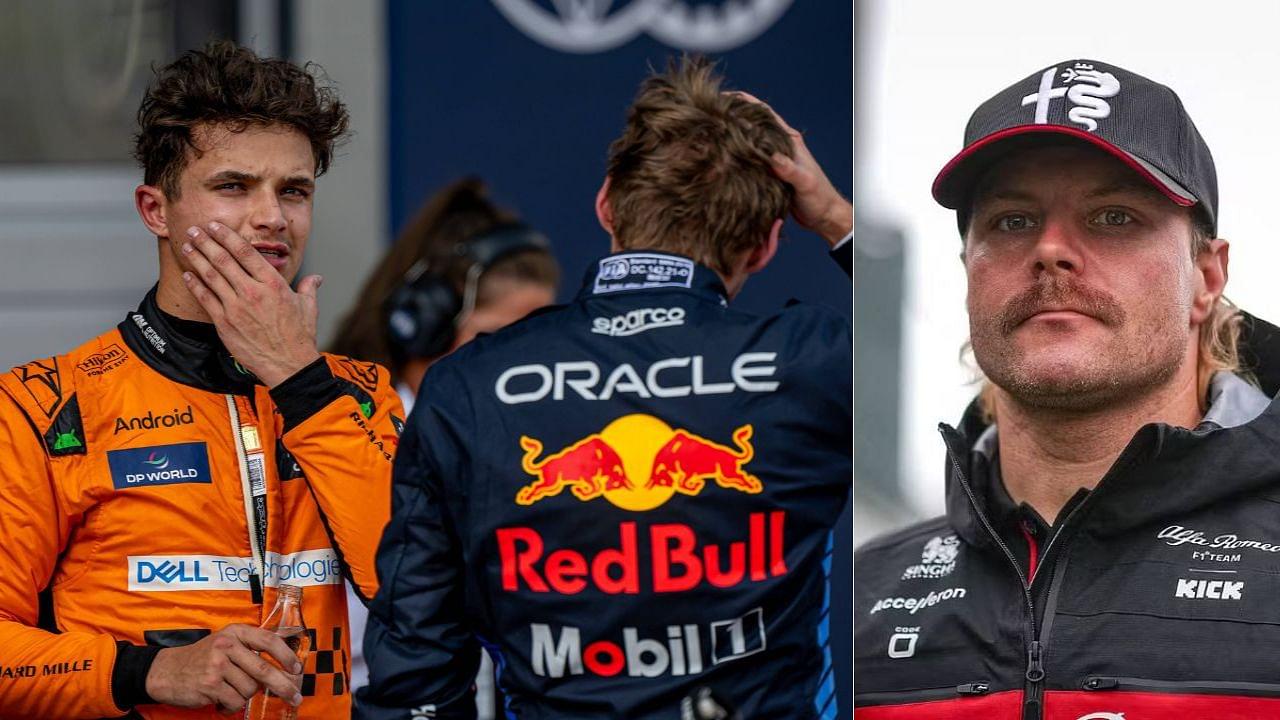 Lando Norris(L), Max Verstappen(C), Valtteri Bottas(R)