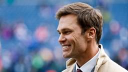 FOX commentator Tom Brady stands on the sideline before a game between the Seattle Seahawks and Buffalo Bills at Lumen Field.