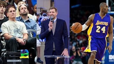 Mark Cuban (L), Dirk Nowitzki (C), Kobe Bryant (R).