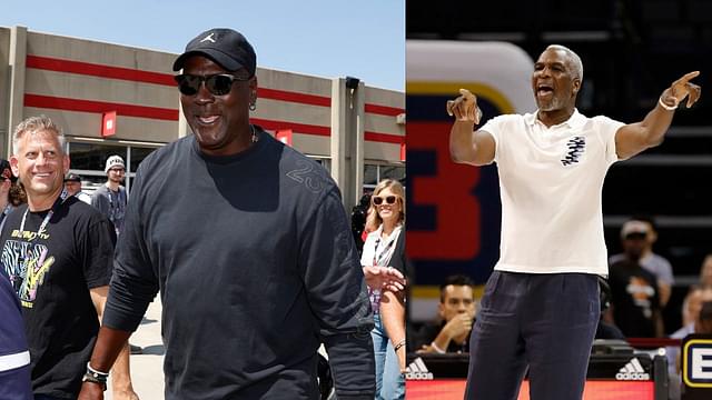 Michael Jordan (L), Charles Oakley (R)