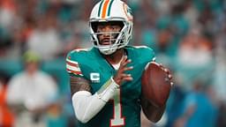 Sep 12, 2024; Miami Gardens, Florida, USA; Miami Dolphins quarterback Tua Tagovailoa (1) drops back with the ball against the Buffalo Bills during the first half at Hard Rock Stadium.