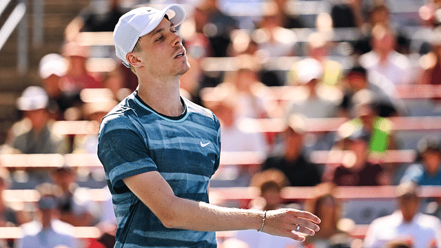 Denis Shapovalov (CAN) reacts after missing a point against Brandon Nakashima (USA) (not pictured) in first round play at IGA Stadium.