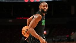 Boston Celtics guard Jaylen Brown (7) warms up before playing the Toronto Raptors at Scotiabank Arena.