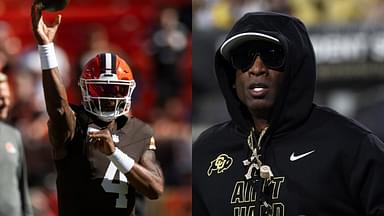 Deshaun Watson (L) and Deion Sanders (R).