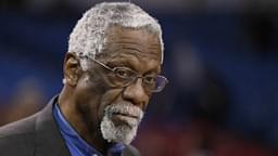 Feb 5, 2015; Sacramento, CA, USA; Retired NBA player and coach Bill Russell after the game between the Sacramento Kings and the Dallas Mavericks at Sleep Train Arena. The Dallas Mavericks defeated the Sacramento Kings 101-78. Mandatory Credit: Kelley L Cox-Imagn Images