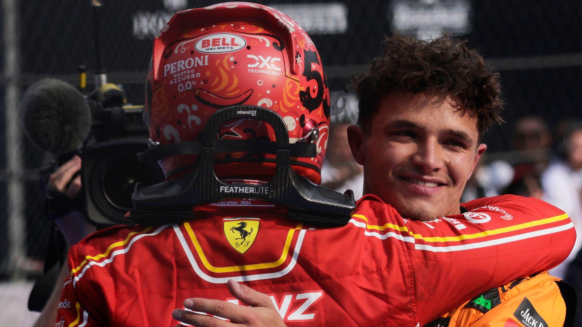 F1 Grand Prix of Mexico McLaren driver Lando Norris (orange) and Ferrari driver Carlos Sainz (red)