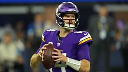 Minnesota Vikings quarterback Sam Darnold (14) throws the ball against the Los Angeles Rams in the first half at SoFi Stadium.