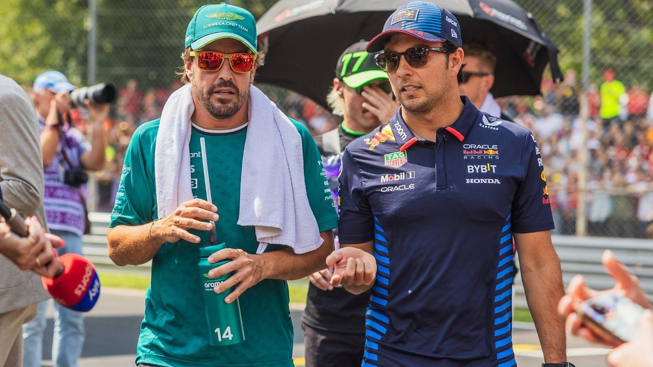 Fernando Alonso and Sergio Perez during Formula One Italian Grand Prix