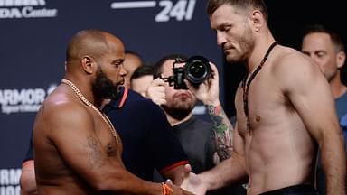 Daniel Cormier and Stipe Miocic meet face to face during weigh ins for UFC 241 at Anaheim Convention Center.