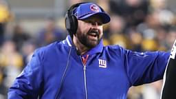 Oct 28, 2024; Pittsburgh, Pennsylvania, USA; New York Giants head coach Brian Daboll (left) reacts to down judge Brian Sakowski (112) against the Pittsburgh Steelers during the second quarter at Acrisure Stadium.