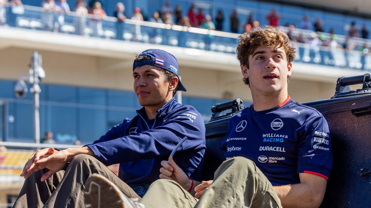 Franco Colapinto (43) of Argentina and team Williams Racing and Alexander Albon (23) of Thailand and team Williams Racing during the drivers™ parade before the Formula 1 Pirelli United States Grand Prix