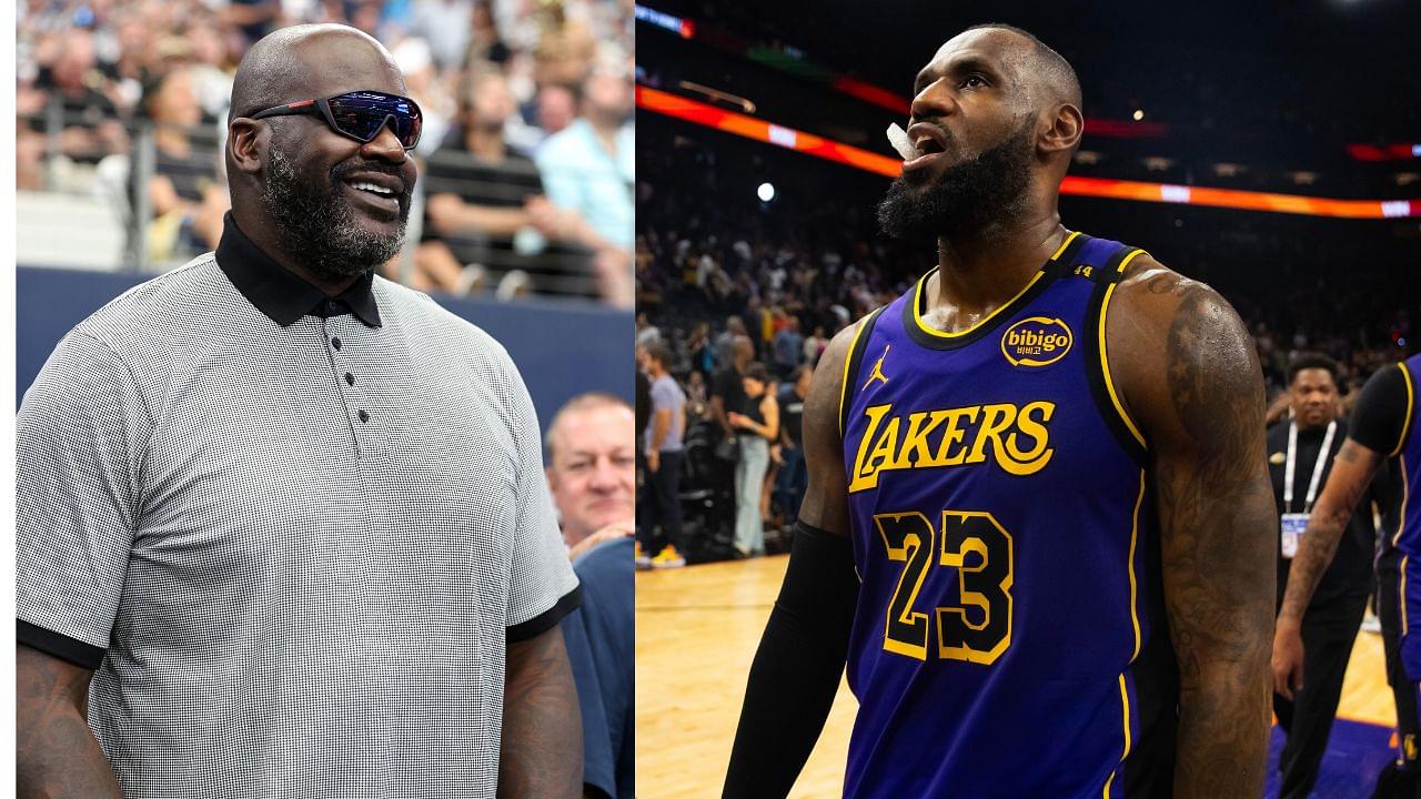 Shaquille O'Neal (L) and LeBron James (R)