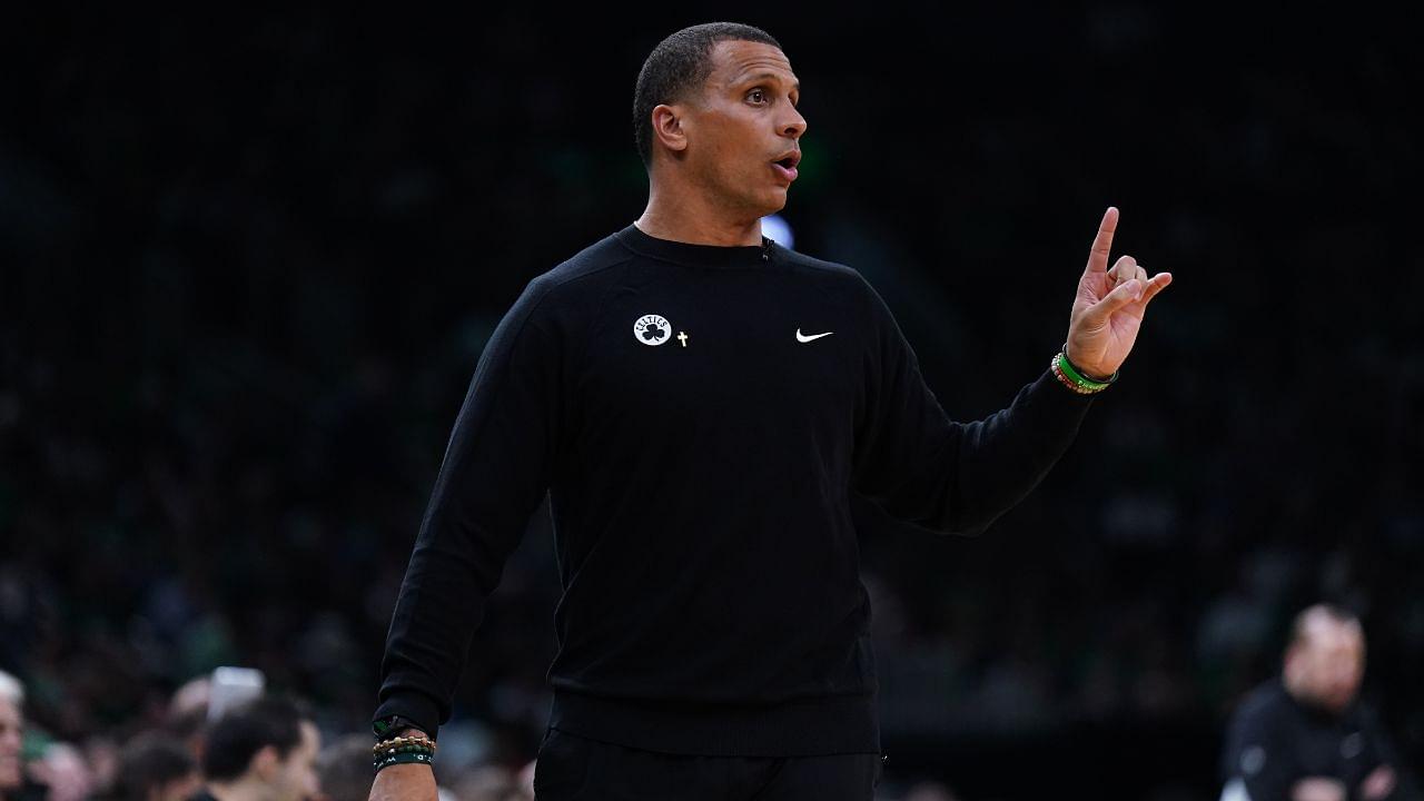 Boston Celtics head coach Joe Mazzulla watches from the sideline as they take on the New York Knicks at TD Garden.