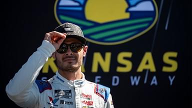 NASCAR Cup Series driver Kyle Larson (5) is introduced before the Hollywood Casino 400 at Kansas Speedway.