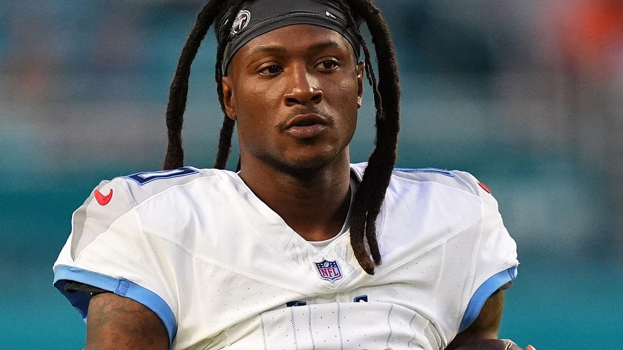 Tennessee Titans wide receiver DeAndre Hopkins (10) warms up prior to the game against the Miami Dolphins at Hard Rock Stadium.