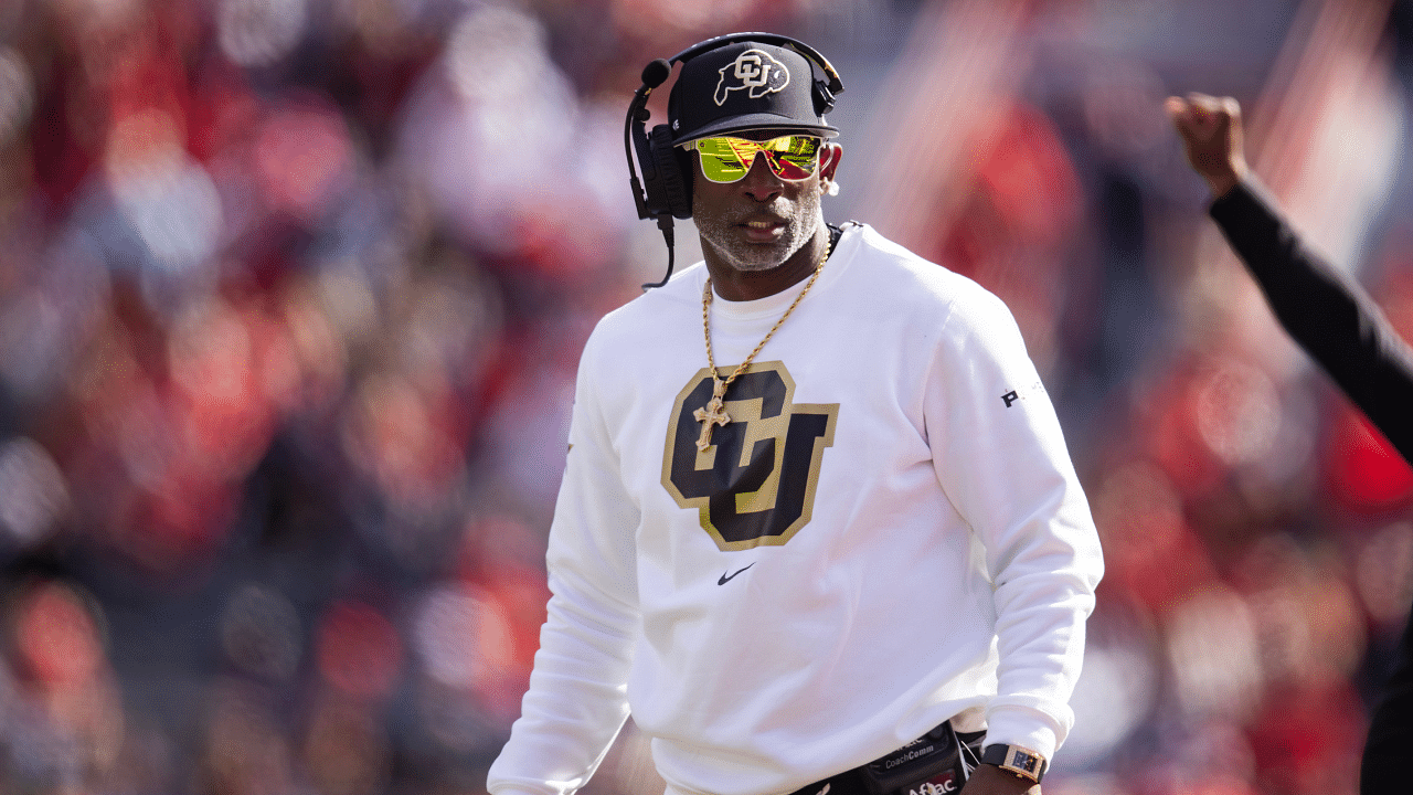 Colorado Buffalos head coach Deion Sanders against the Arizona Wildcats at Arizona Stadium.