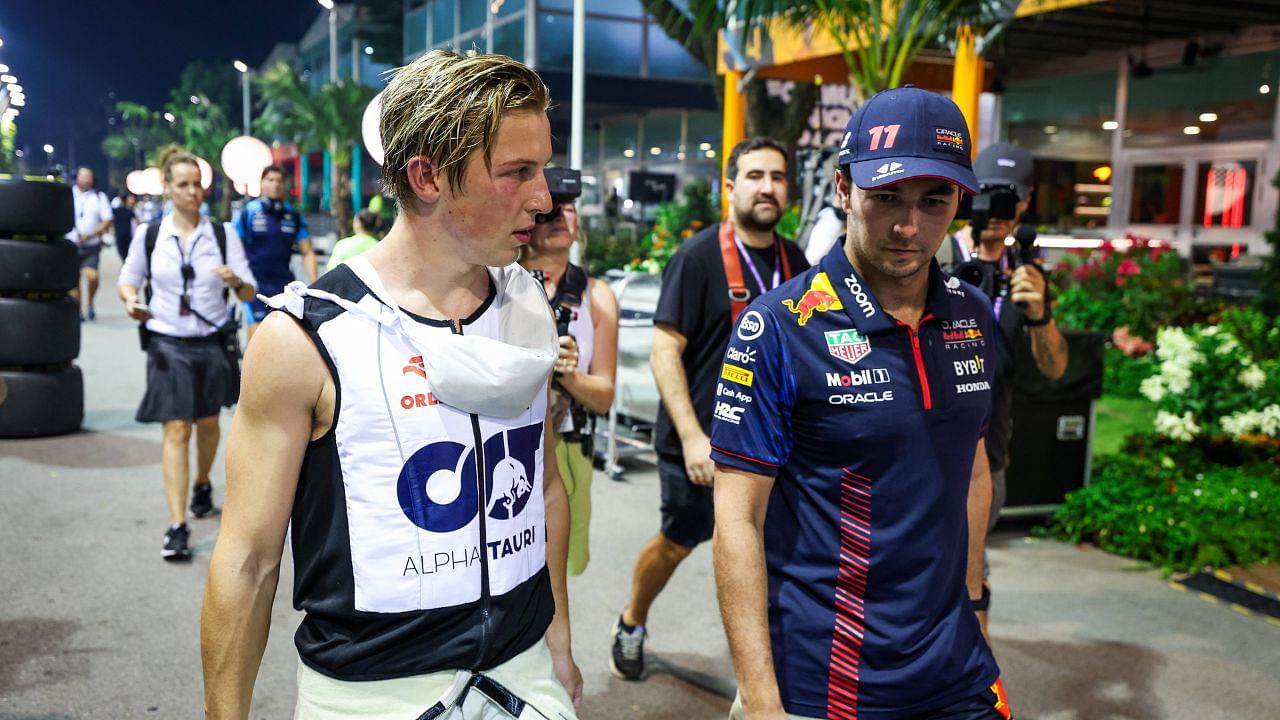 40 Liam Lawson (NZL, Scuderia AlphaTauri), 11 Sergio Perez (MEX, Oracle Red Bull Racing), F1 Grand Prix of Singapore