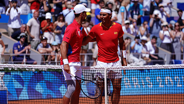 Novak Djokovic (SRB) plays against Rafael Nadal (ESP) in the men’s tennis singles second round during the Paris 2024 Olympic Summer Games