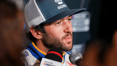 Chase Elliott speaks to media members during the NASCAR Playoffs Media Day at the Charlotte Convention Center.