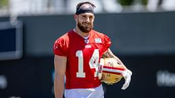 San Francisco 49ers wide receiver Ricky Pearsall (14) smiles during the 49ers rookie minicamp at Levi’s Stadium in Santa Clara, CA.