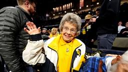 Colorado Buffaloes fan Peggy Coppom during the first half against the Washington State Cougars at the CU Events Center.