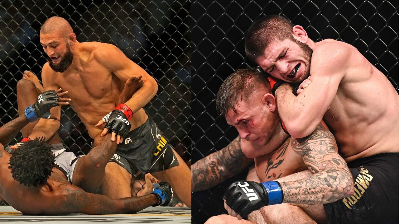 Khamzat Chimaev (L) and Khabib Nurmagomedov (R)