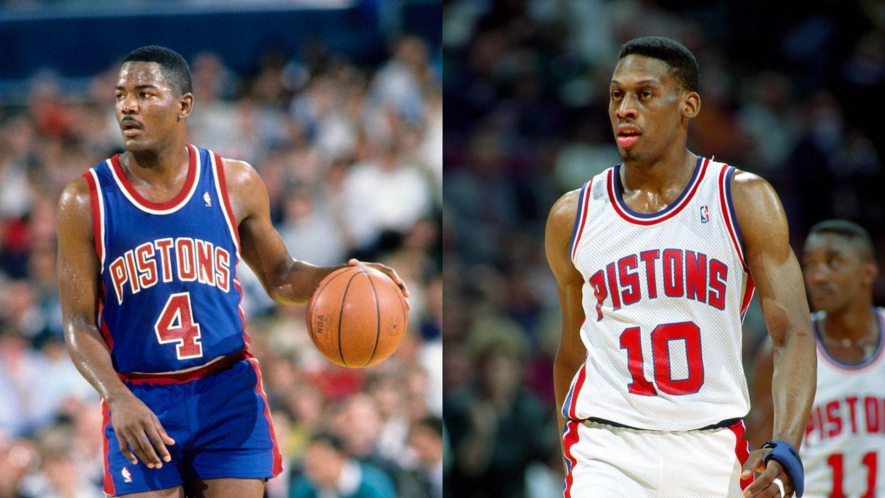 Joe Dumars (L) and Dennis Rodman (R)